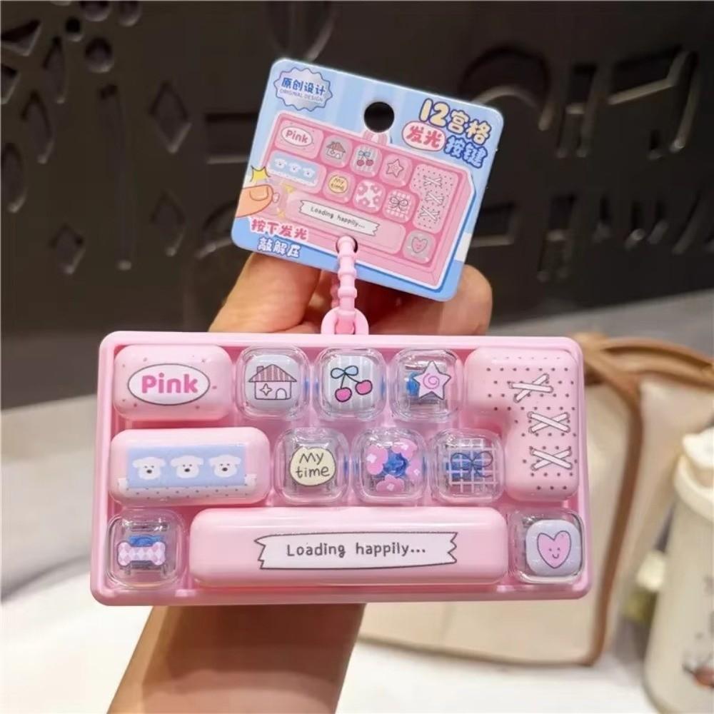 12 Keys 12 Keys Keyboard Keychain Pressable Keys Keyboard Clicker Keyring Novelty Gift