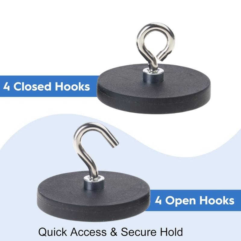 Rubber Coated Magnetic Hooks For Tools Keys Rusts Resistance Indoor Outdoor Closed Magnet Hooks for Garage Workshop
