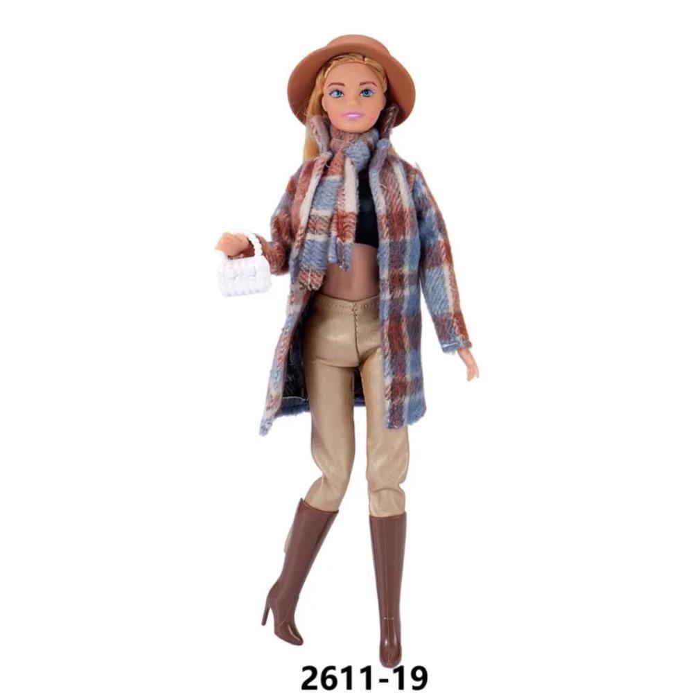 30cm Doll Clothes Fashion Luxury Fur Collar Waist Leather Trench Coat Jacket Pants Skirt Set For 1/6 Supermodel Doll Accessories