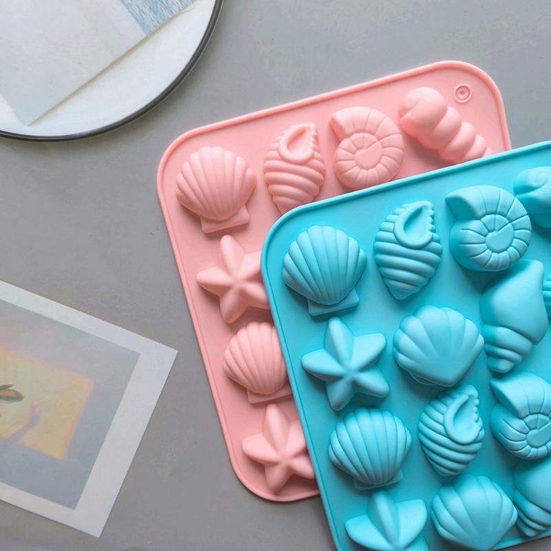 Nonstick Heat Resistant Silicone Baking Molds 16 Cavity Shell Starfishes Chocolate Cake Candy Mould Kitchen Gadget