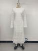 European & American 2025 Spring/Autumn Elegant Fishtail Skirt Long Sleeve Lace White Dress