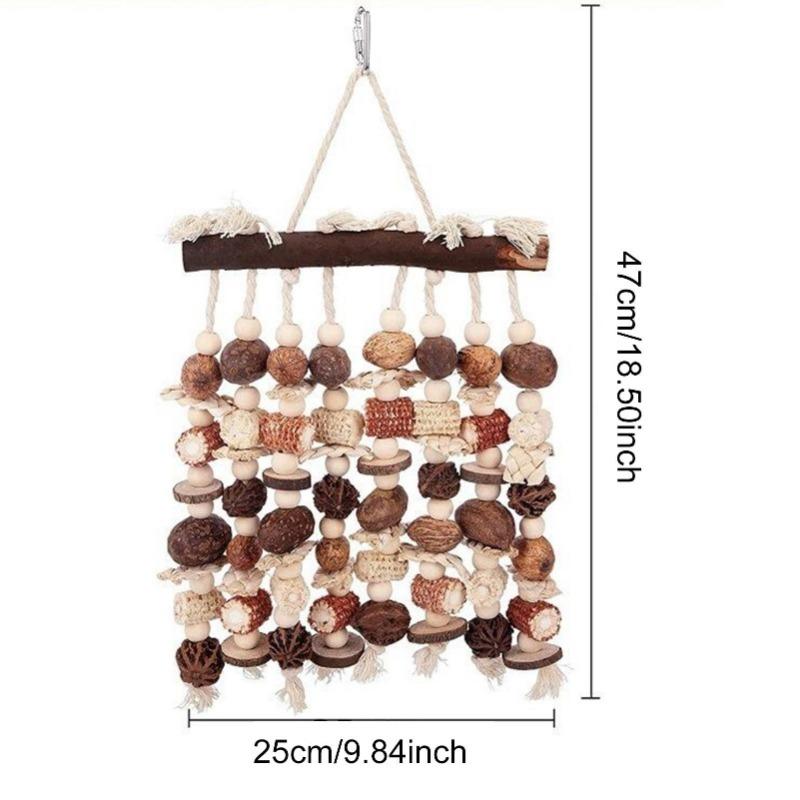 Large Parrot Chewing Toys Color Wooden Bird Cage Toy Natural Corn Nuts Parrot Toy for African Grey