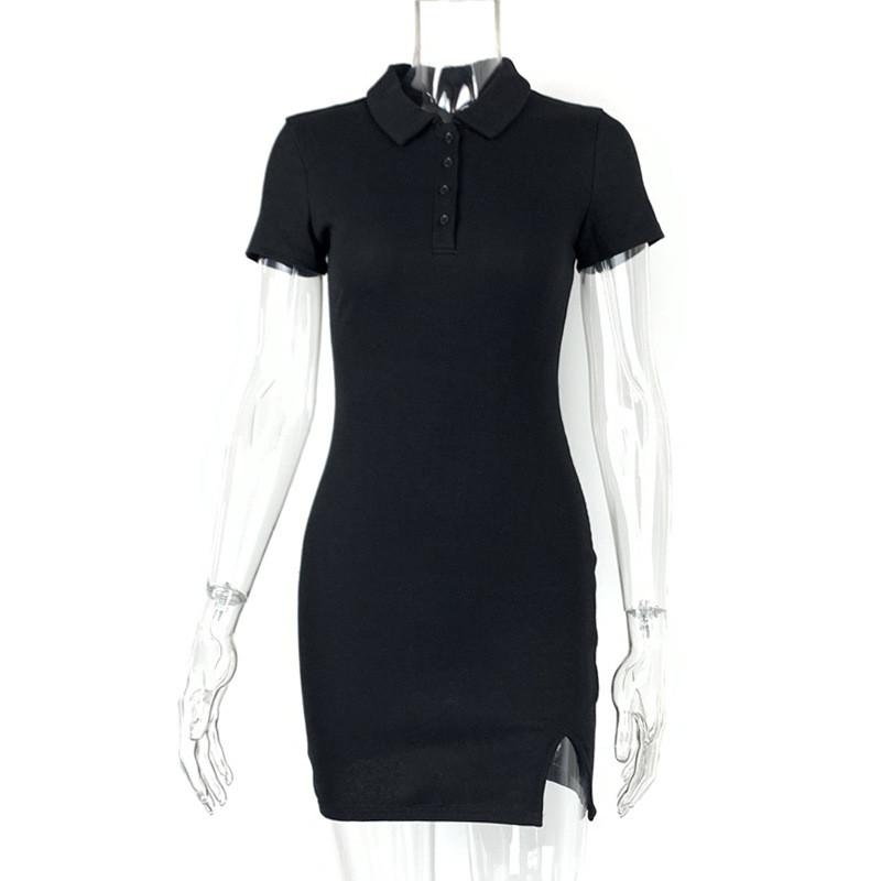 Sommer Sexy Bodycon Kleid Mit Polokragen Kurzen Ärmeln Gestrickter Stoff Für Clubwear
