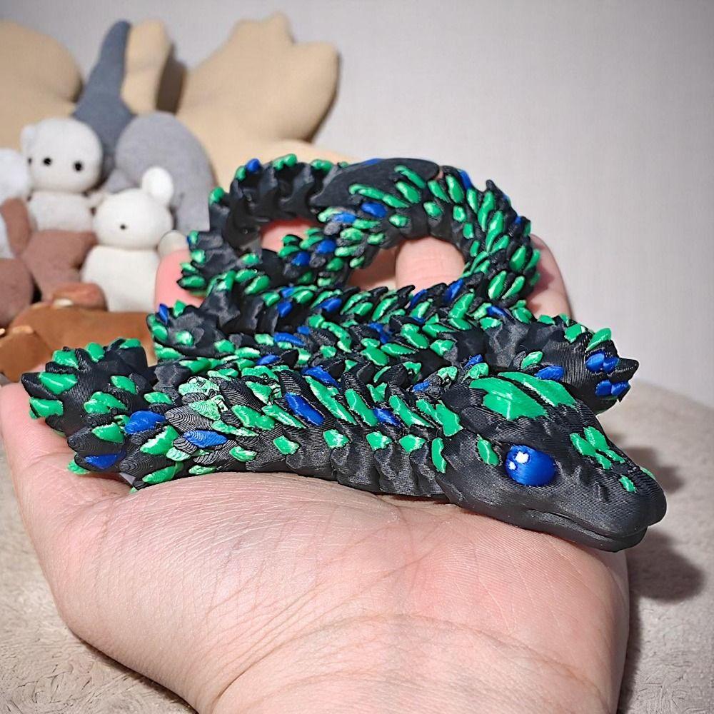 Simulated Eye 3D Printed Snake Sparkling Snake Baby 3D Printed Diceratops Snake Laser Rotatable 3D Articulated Snake Toys