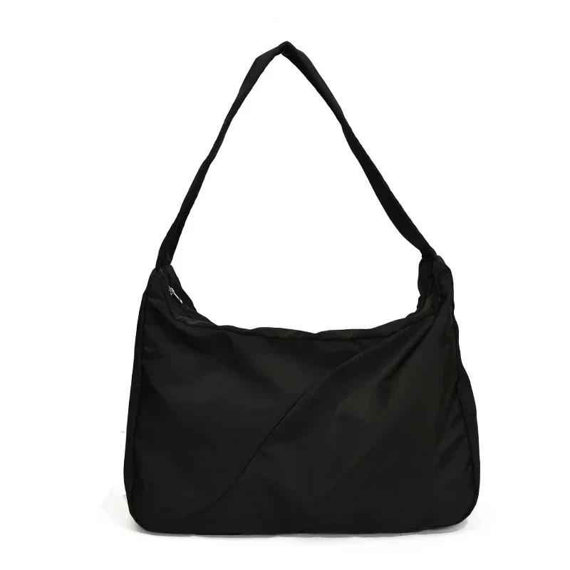 Oxford Fabric Zipper Shoulder Bag Simple Bag Soft Large Capacity Versatile Tote Monochromatic New Fashionable Premium