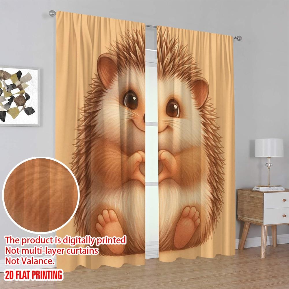 2 Stück, 2D-Flachdruck Beliebte Vorhänge Gemütlicher Igel Vielseitig 100% Polyester (ohne Stange) Außendekorationen Perfekt für
