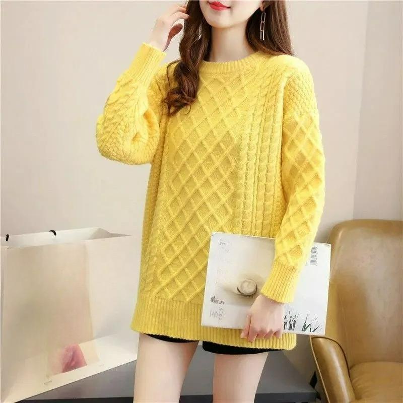 Plus Size Children's Clothes Sweater Women's Mid-length Hand-woven Sweater Thickened