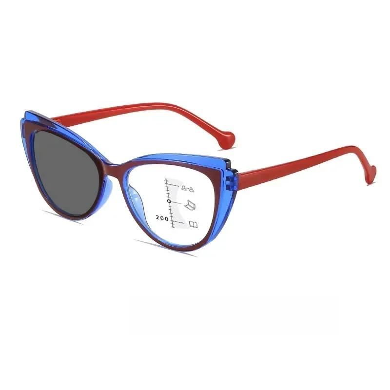 2025 Fashion Men Women Photochromic Reading Glasses Trendy Cat Eye Multifocal Glasses Outdoor Far Sight Eyeglasses +1.0+1.5+4.0