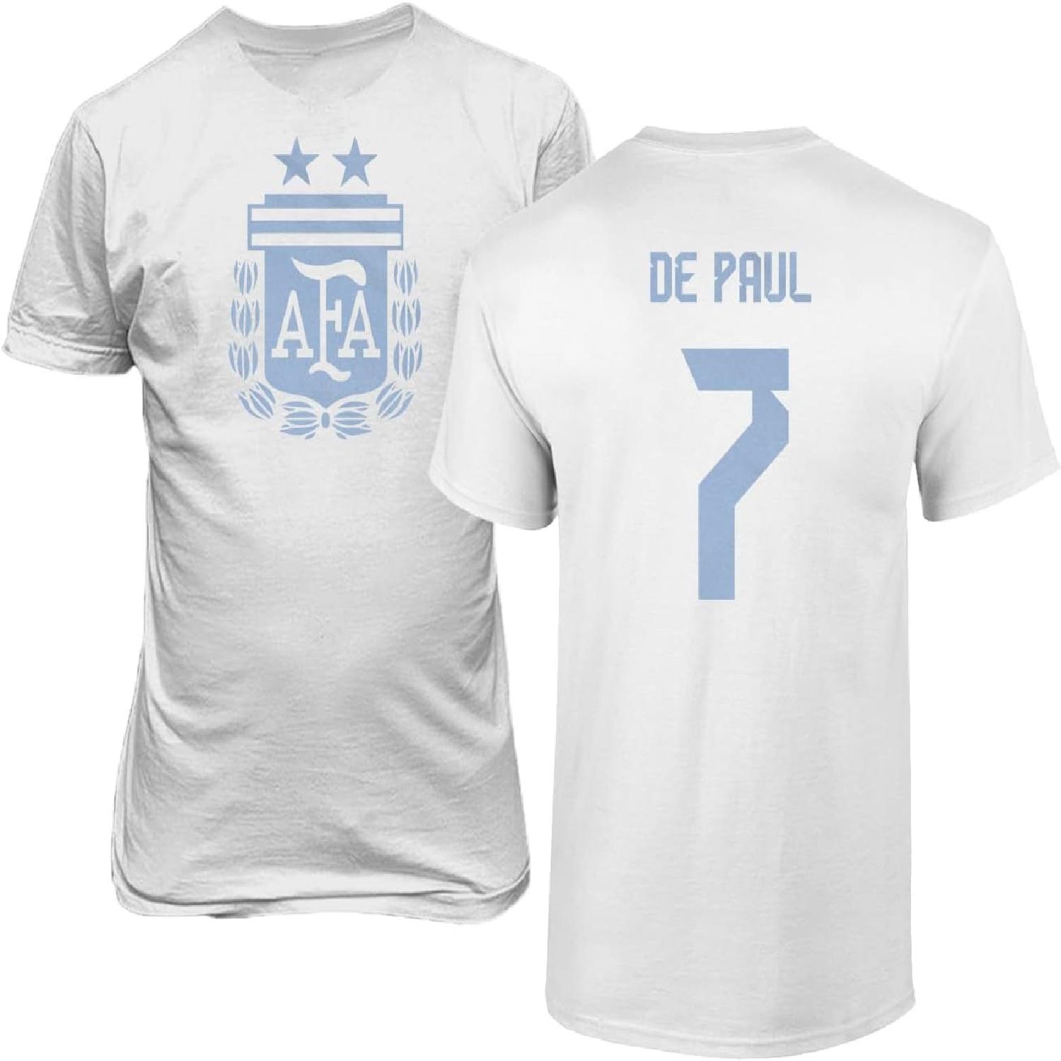 Argentina Soccer #7 De Paul World Football Adult Mens Unisex T-Shirt S разноцветный