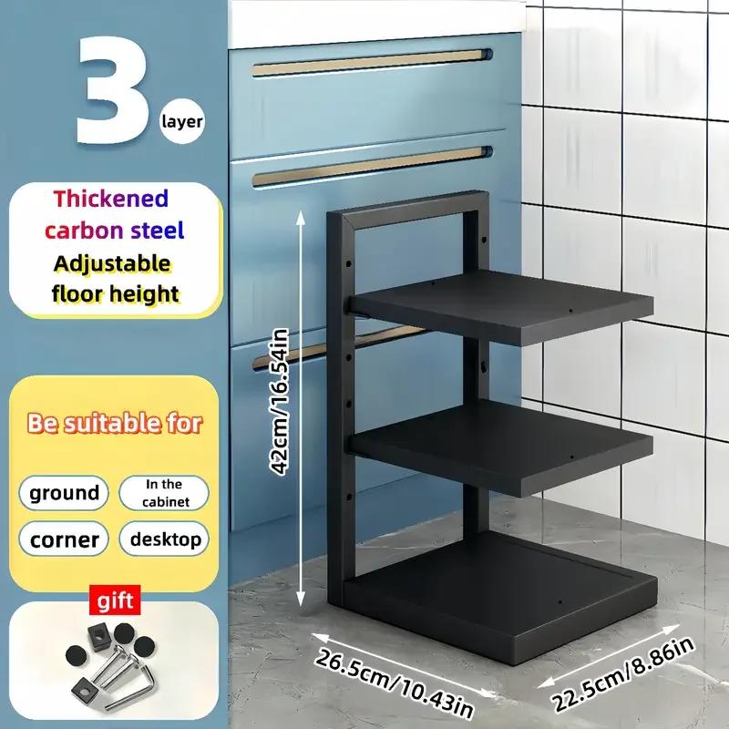 Adjustable Pot Rack Organizer Kitchen Stainless Steel Pot Storage Rack Multi-Layer Household Pot and Pan Organzier for Kitchen
