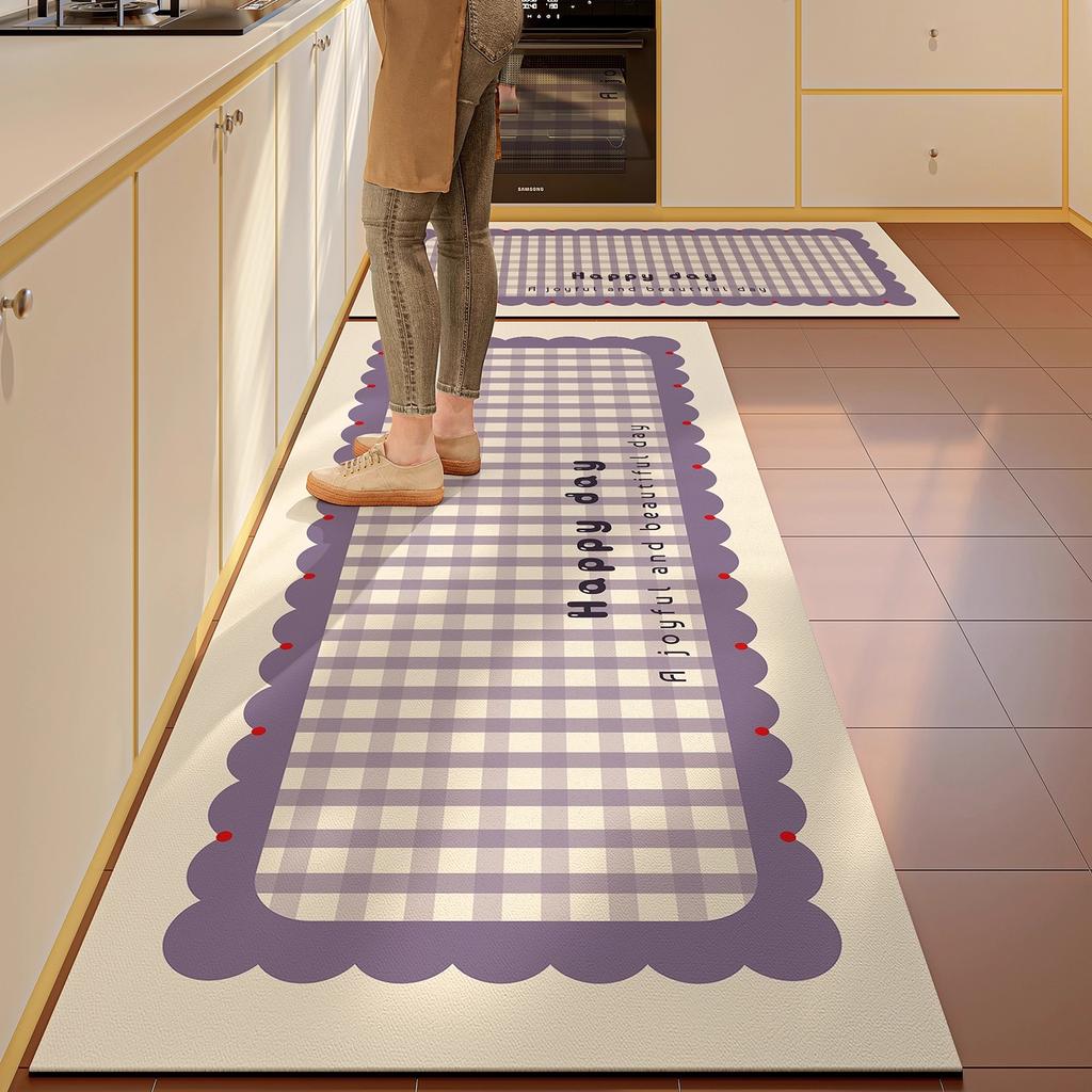Kitchen Floor Mat Long Strip Runner Rugs Non-slip PVC Leather Washable Kitchen Rug Oil-proof Waterproof Carpet Home Decoration