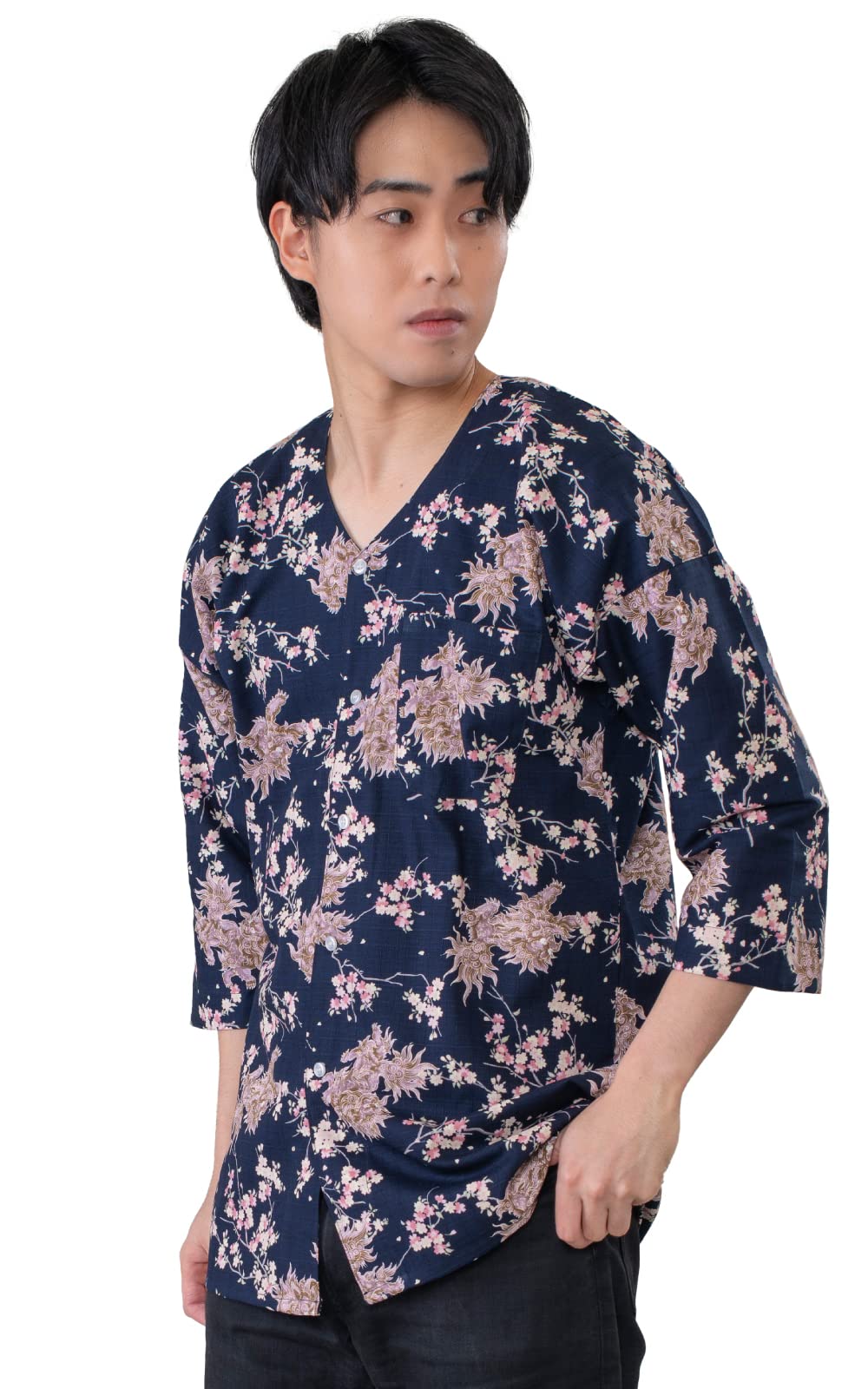 

Койгути сделано в Японии [Ай Ай] рубашка, 100% хлопок, (Карадзиси (темно-синий), L)