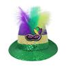 Mardi Gras Sequin Hat Gold Green Feather Head Hoop Headband Top Hat Costume Accessories Party Dress Decor Christmas Party Cap
