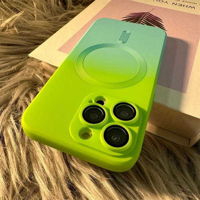Luxus Magsafe Vezeték nélküli Töltés Gradiens Mintás Telefontok iPhone 11 12 13 14 Pro Max Plushoz Puha Mágneses Szilikon Borító