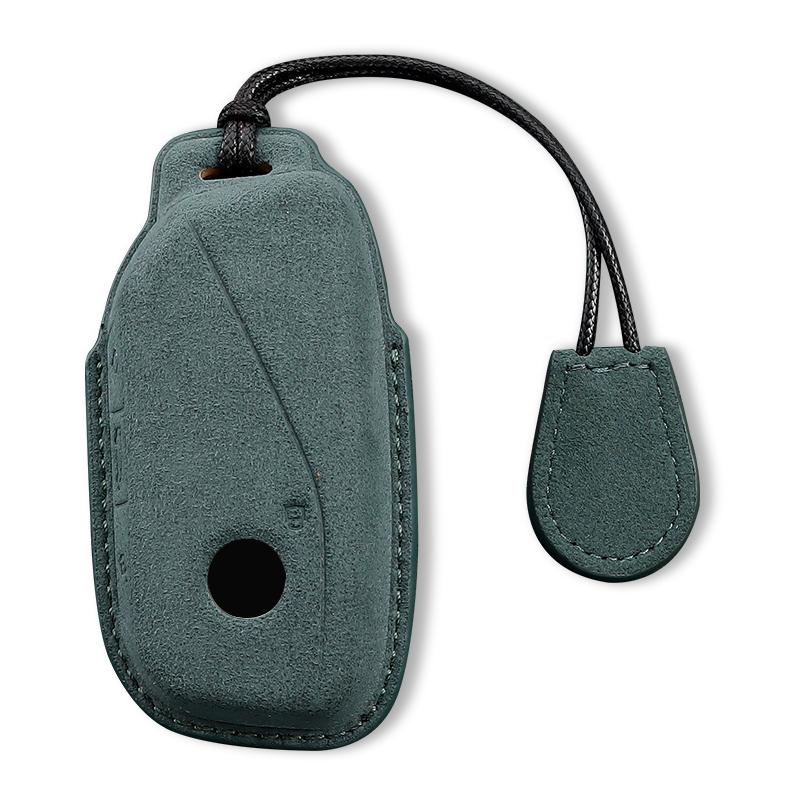 NEW Leather Suede Style Car Key Case Cover For BMW Ix I4 2 3 4 5 X3 X5 2021 2022 2023 4 Buttons Smart Remote Keychain Protection