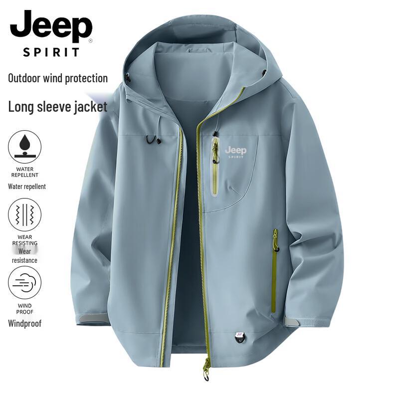 JEEP SPIRIT Men's Spring Windproof Waterproof Hooded Jacket