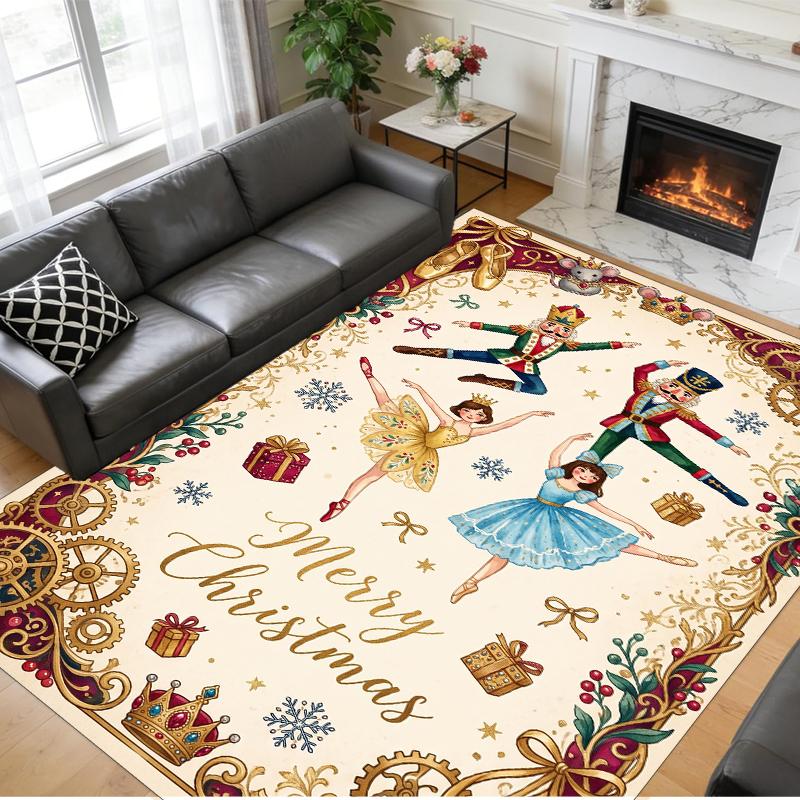 Kerstmis Bedrukt Vierkant Vloerkleed Zacht Antislip Vloerkleed Voor Slaapkamer Vakantiecadeau