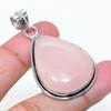 Natural Rose Quartz Gemstone Handmade 925 Sterling Silver Pendant 1.85" AP-15374