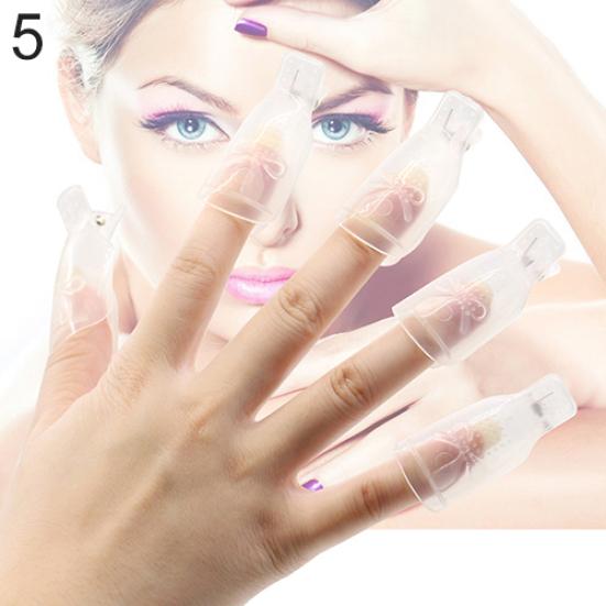 10x Bowknot Plastic Nail Art Soak Off Clip Cap UV Gel Polish Remover Wrap Tool