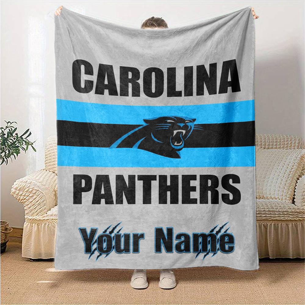 Name Custom Carolina Panthers Logo Print Flannel Blanket High Quality Warm Comfortable Cover for All Seasons Perfect for Gifts Home Decor