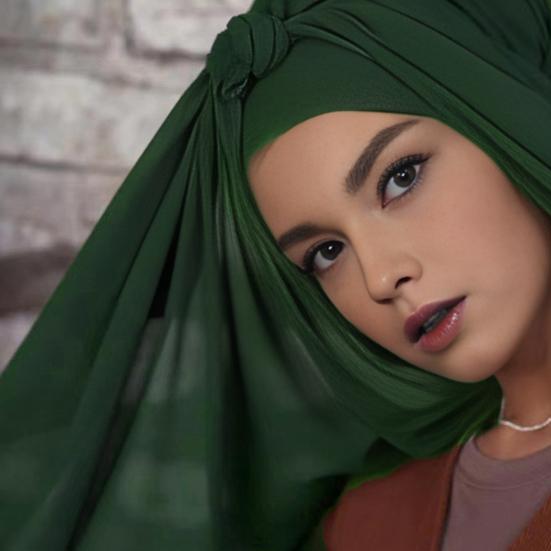 Damen Kopftuch Einfarbig Glänzend Gekreppter Chiffon Schal Atmungsaktives Wickeltuch Turban