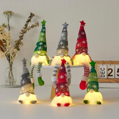 Işıklı Noel Cücesi Dekorasyonu Mini Noel Peluş Cüce Figürü Işıklı İsveç Tomte Bebeği Kış Masa Üstü Dekorasyonu için