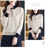 Hengyuanxiang Women's Pure Wool Round Neck Long Sleeve Sweater - Stylish Loose Knitwear for Mom