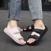 Men's Thick-Soled Outdoor One-Strap Slippers - Summer Beach Sandals, Large Size, Solid Color, Unisex.