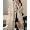 Lamb Wool White Cotton-padded Coat for Women's Winter New Thickened Medium and Long Wool Imitation Fur Coat