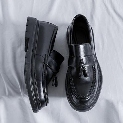 Fashion Brand Luxury Tassel Loafers Dress Shoes Men Shoes Black British Style Moccasin Thick Bottom Low Heel Business Formal Mens Shoes