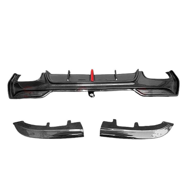 3D Style Carbon Fiber Rear Diffuser with Corner Extensions & Lights for BMW 4 Series G22/G23