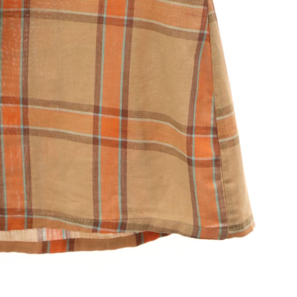 ARROW 60s Vintage USA made open collar Check Pattern Long sleeve Open color shirt Men's Used