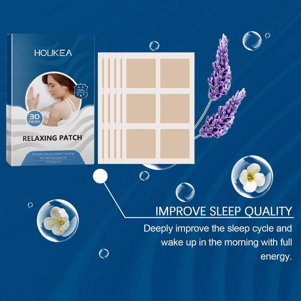 30pcs Herbal Sleeping Patch Lavender Scented Essential Oil Fragrance Patch for Nighttime Sleeping at Home