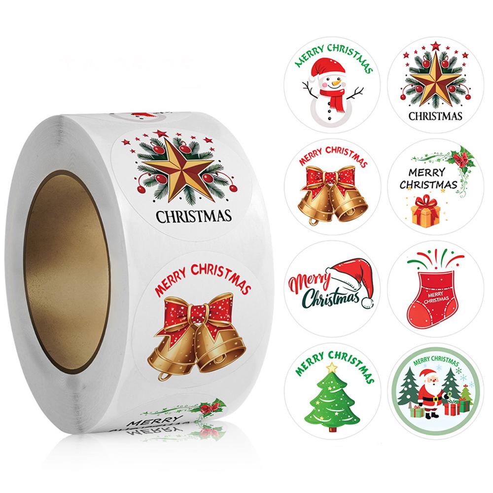 100-500pcs Merry Christmas Stickers 1Inch Round Christmas Seal Labels Stickers For Handmade Sticker Card Box Package Labels
