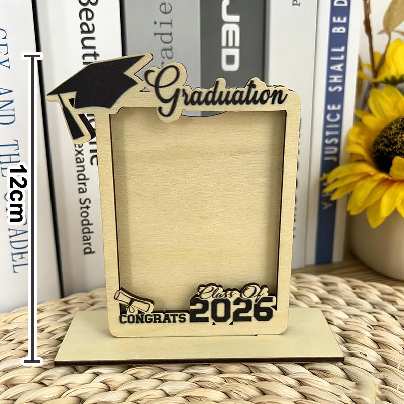 Wooden Graduation Photo Frame With Grad Cap Diploma Decor Class Of 2026 Ideal Grad Gifts Desk Decor Souvenir