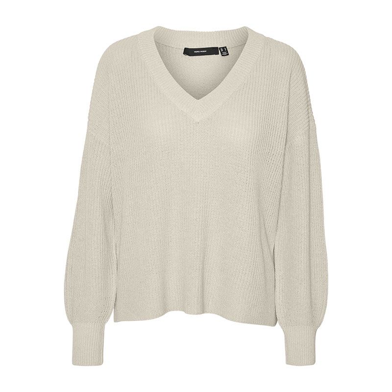 Pull zia vert gris col V manches longues Femme VERO MODA