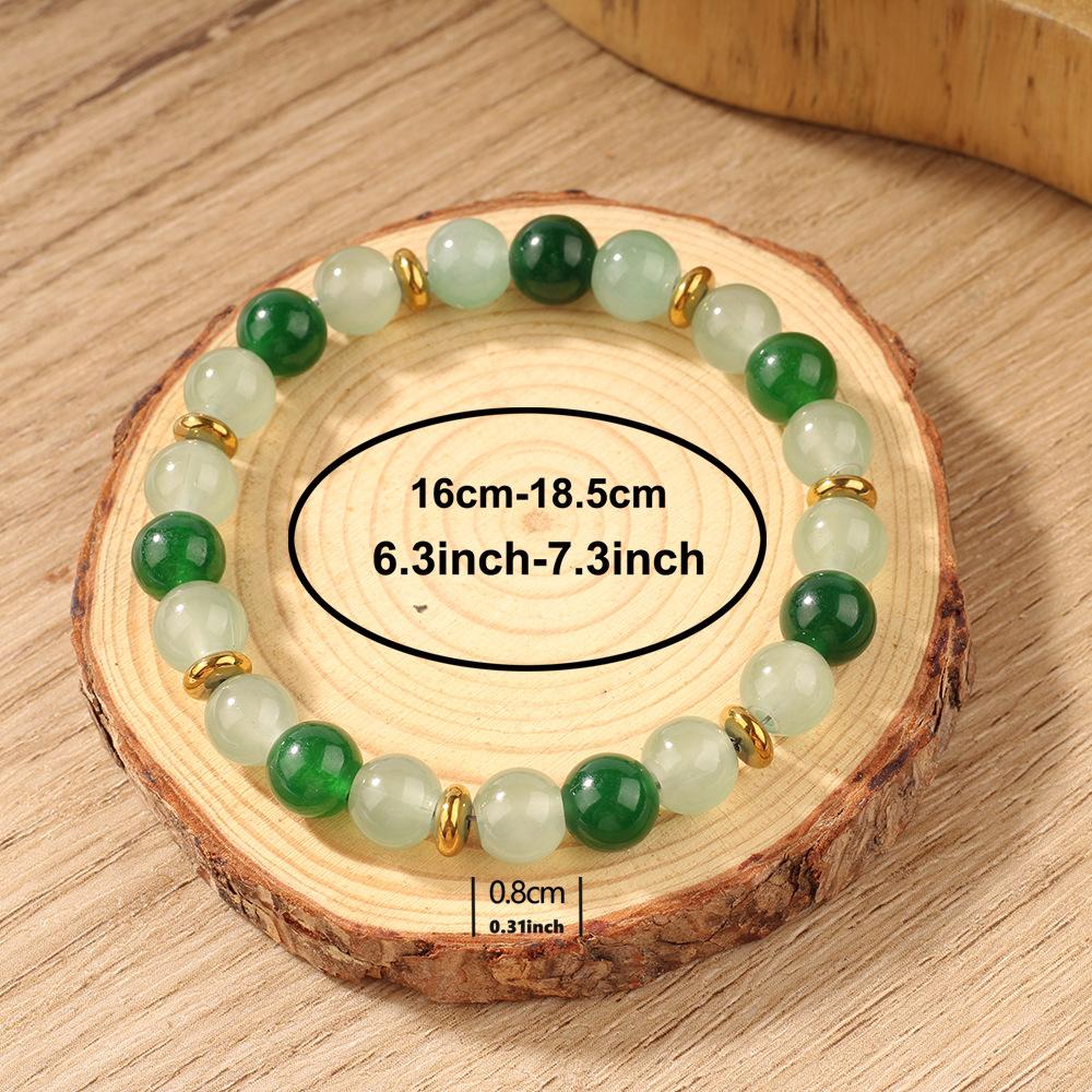 Two Tone Green Jade Beaded Bracelet With Gold Spacers Serene Fashion Jewelry For Men And Women Daily Wear Simple Versatile Accessory