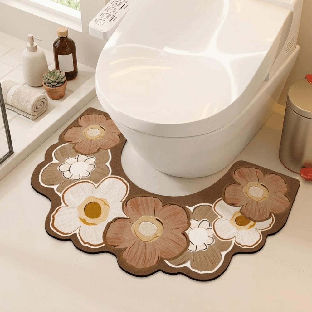 Anti Slip Bathroom Mat Water Absorbing U-shaped Floor Mat Beautiful Toilet Mat Toilet Room