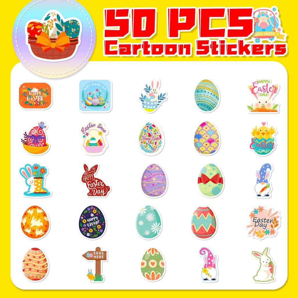 Easter Themed Decorative Stickers Rabbit Egg Cartoon Stickers Hand Account Diary Holiday Decorations Cute Stickers Pack