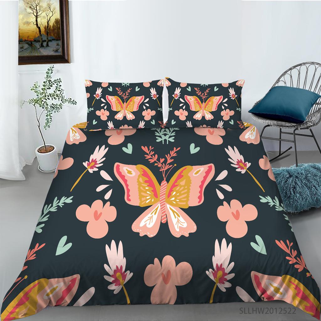 Flowers Theme Bedding Set Bedroom Quilt Cover Pillow Cover Home Bedding Set AU/EU/US Full Size Single/Double Bed Home Furniture