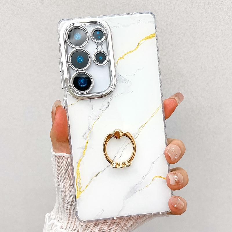 Suitable for Samsung S25 Mobile Phone Case Double Layer IMD Electroplated Marble S24plus Ring A16 Mobile Phone Case