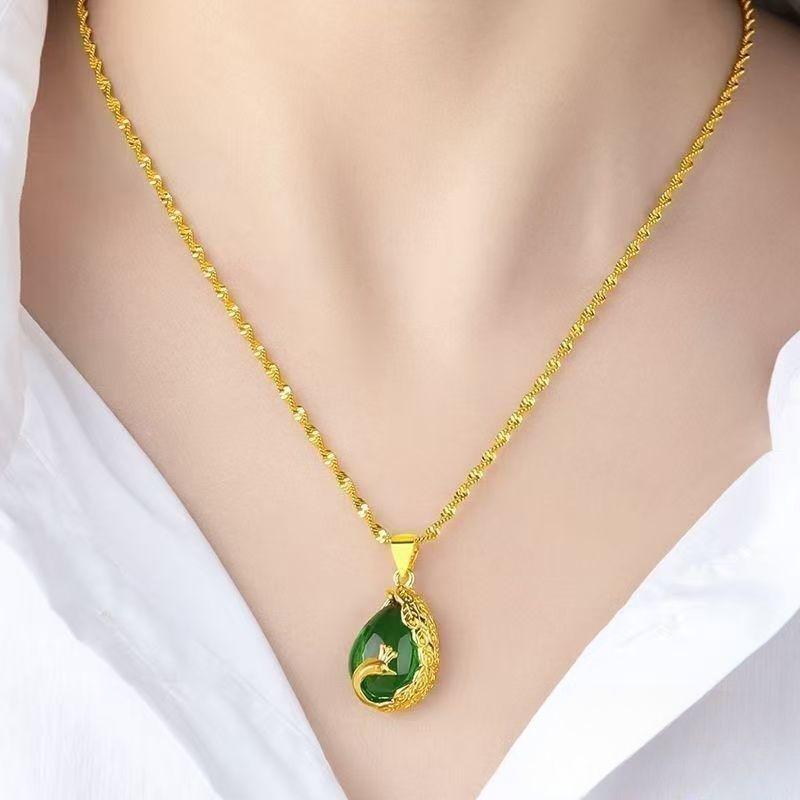 Phoenix Green Water Wave Pendant: Unisex Alloy Ornament for Safe Passage