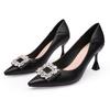 Spring and Summer French Bow Black High Heels Feminine Temperament Single Shoe Women