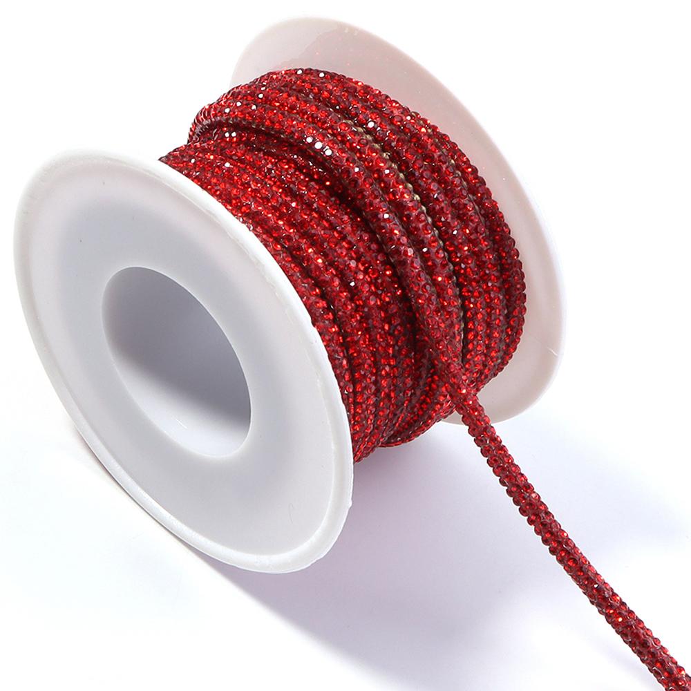 5Yards/Lot 4mm Glass Rhinestones Rope Round Tube Glitter Diamond Cord For DIY Jewelry Making Headwear Shoelace Decoration