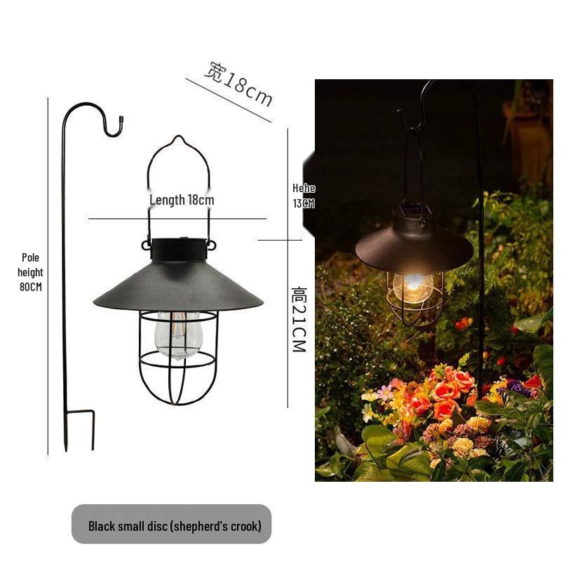 Retro Solar Hanging Lantern: Outdoor Garden, Balcony, & Courtyard Decor - Wrought Iron Atmosphere Night Light
