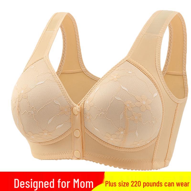 Women's Plus Size Front Buckle Wire-Free Shaping Bra with Wide Straps