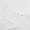 Summer Women White Lace Panel V Neck Short Sleeve Loose Blouse Shirt