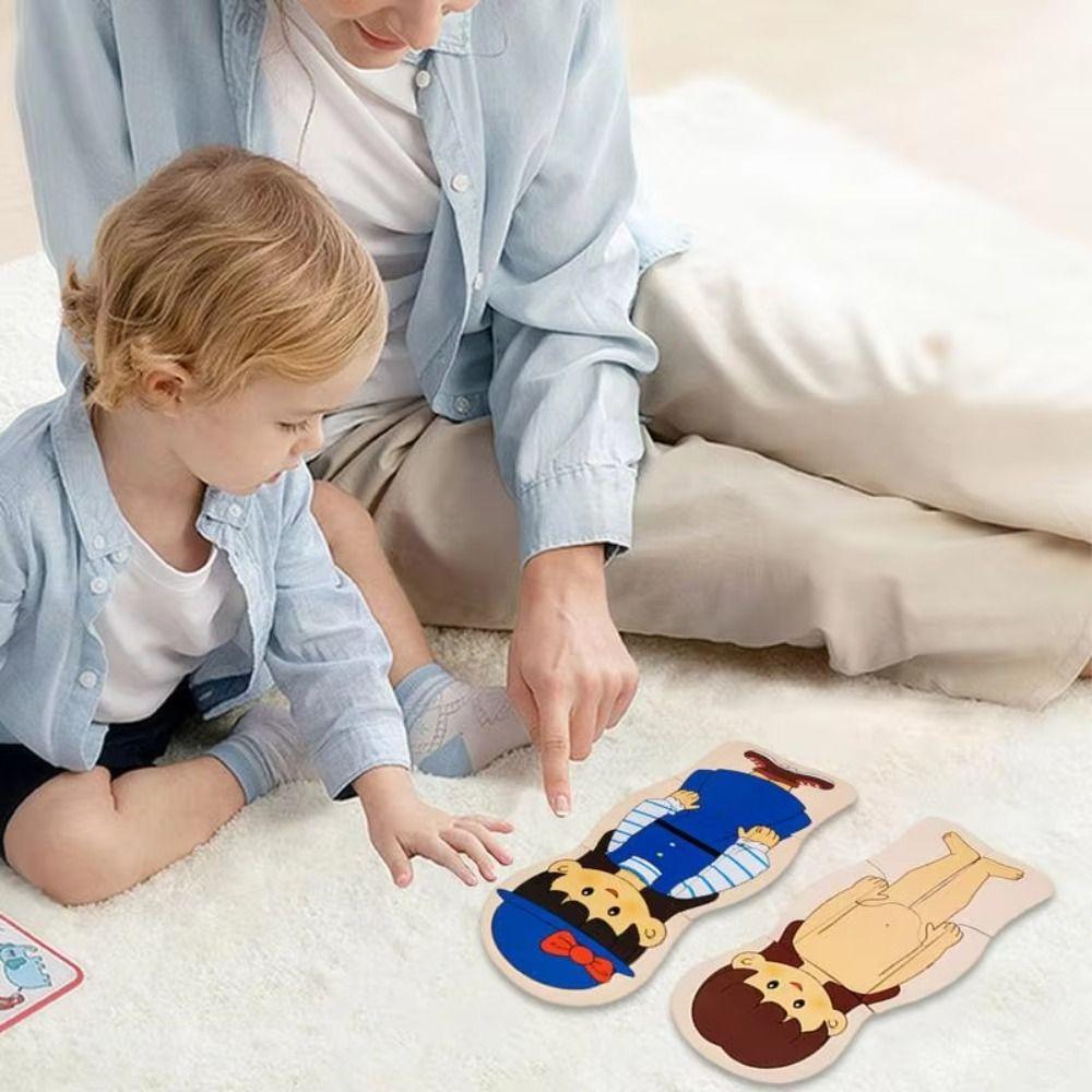 Multi-Layer Wooden Human Body Puzzle Boys Girls Educational Anatomy Jigsaw  Learn Body Parts
