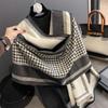 New H Letter Imitation Cashmere Scarf for Women Houndstooth Jacquard Scarf  Versatile Shawl Double Sided Thickened Scarf