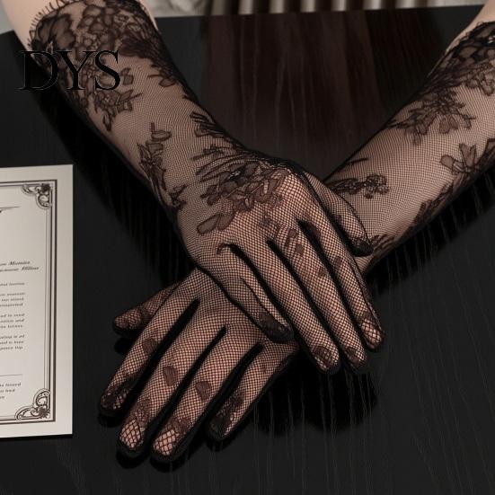 Wedding Gloves Bridal Lace Women Arm Sleeves Elegant Long Elbow Length Fingerless or Five-Finger for Prom Tea Party